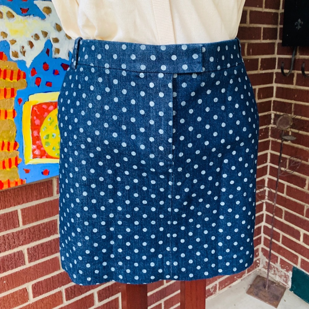 J. Crew Denim Polka Dot Mini Skirt